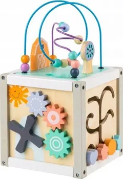 Dřevěná hračka Eco Toys Edukační kostka s labyrintem 5v1
