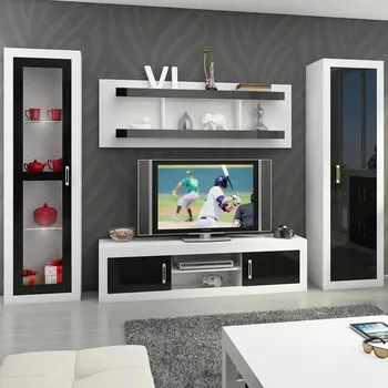 Obývací stěna Obývací stěna Verin 4 lesk bílá/černý lesk