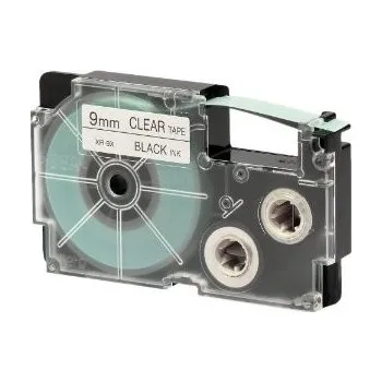 Pásek do tiskárny Casio XR-9X1, 9mm x 8m, černý tisk/průhledný podklad, originální páska