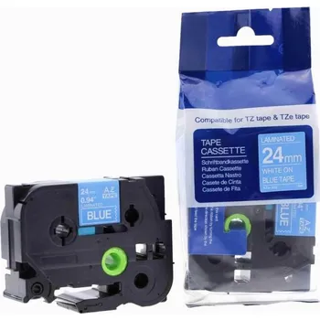 Pásek do tiskárny Kompatibilní páska s Brother TZ-555 / TZe-555, 24mm x 8m, bílý tisk / modrý podklad