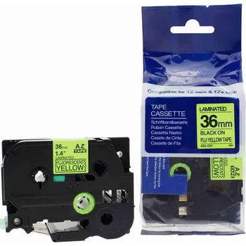 Pásek do tiskárny Kompatibilní páska s Brother TZ-C61/TZe-C61, signální 36mm x 8m, černý tisk/žlutý podklad