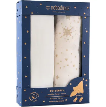 Zavinovačka Nobodinoz Zavinovací plenky 2 ks Butterfly Bílá Mix