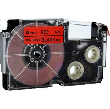 Pásek do tiskárny Kompatibilní páska s Casio XR-6RD1, 6mm x 8m černý tisk / červený podklad