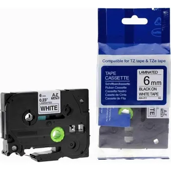 Pásek do tiskárny Kompatibilní páska s Brother TZ-211 / TZe-211, 6mm x 8m, černý tisk / bílý podklad