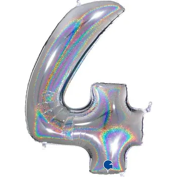 Balónek Třpitivý fóliový balónek stříbrný 4