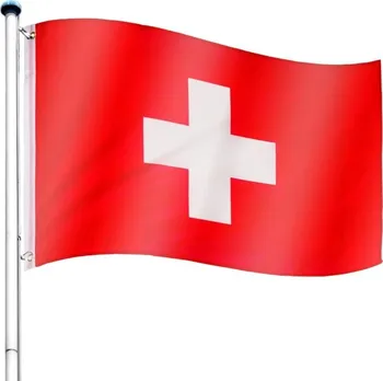 Zahradní dekorace Tuin Vlajkový stožár s vlajkou Švýcarska 6,50 m