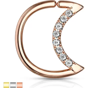 Náušnice Piercingate Náušnice půl měsíc NAU00964 - Barva/Motiv: Zlatá/Čirá, Průměr tyčky: 1,2 mm