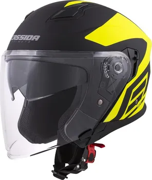 Helma na motorku Cassida Jet Tech Corso černá matná/žlutá fluo