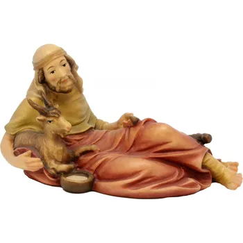 Vánoční dekorace Ornatis Pastýř s kozlem Provedení: Malovaná, Velikost stojících figur dospělých postav: 14 cm Dřevěná vyřezávaná socha Pastýře s kozlem