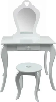 Toaletní stolek Aldotrade Dětský kosmetický stolek se zrcadlem a taburetem bílý