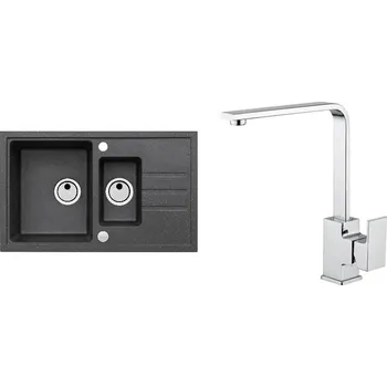 Granitový dřez Set Alveus (dřez Intermezzo 70 Black 91 + baterie Reno Chrom) SETA394