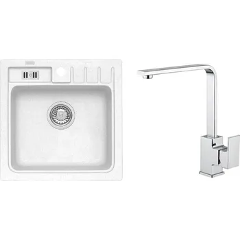 Granitový dřez Set Alveus (dřez Niagara 20 White 11 + baterie Reno Chrom) SETA473