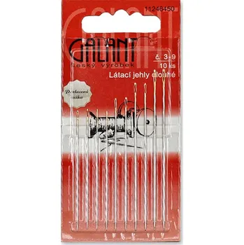 Dlouhé látací jehly Galant, pozlacená ouška, velikost 3-9, 10ks