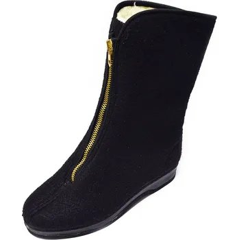 Dámské pantofle Důchodky - zip - dámské zateplené papuče s ovčí vlnou - 0225D černé 41