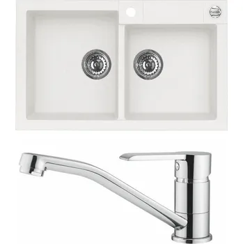 Granitový dřez Set Alveus (dřez Rock 90 White 11 + baterie Ruta Chrom) SETA530