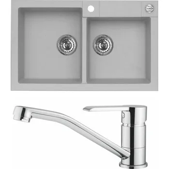 Granitový dřez Set Alveus (dřez Rock 90 Beton 81 + baterie Ruta Chrom) SETA532
