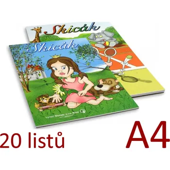Skicák A4 180 g/m2, barevná titulní stránka - 20 listů