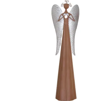 Figurka Kovový anděl se stříbrnými křídly velký /19,5*17*98,5 cm/ Barva: hnědá, Velikost: 19,5x17x98,5