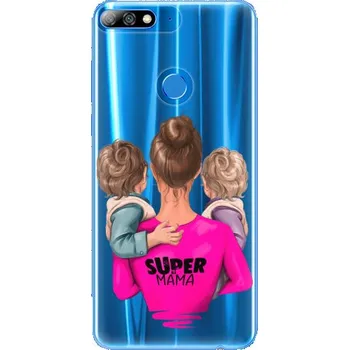 Pouzdro na mobilní telefon Silikonové pouzdro iSaprio - Super Mama na mobil Two Boys na mobil Huawei Y7 Prime 2018 (Silikonový obal, pouzdro, kryt iSaprio s motivem Super Mama na mobilní telefon Two Boys na mobilní telefon Huawei Y7 Prime 2018)