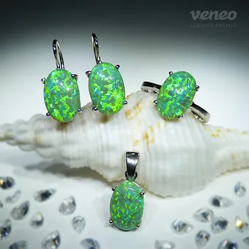 Souprava šperků Ariana 12 - souprava šperků se zelenými opály, Materiál: Růžové zlato, ryzost 585/1000