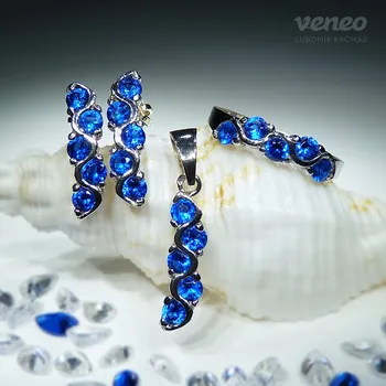 Souprava šperků Mariane – souprava se safíry a plastikou, Materiál: Růžové zlato, ryzost 585/1000