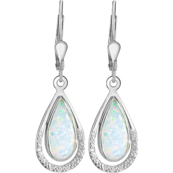 Náušnice Lorna - náušnice s australskými opály a čirými zirkony , Materiál: Bílé zlato, ryzost 585/1000