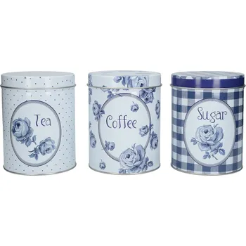 Dóza na potraviny Creative Tops, Anglie Creative Tops - Sada plechových dóz Vintage Indigo od Katie Alice - /10,8*32,5*13,8 cm/ Barva: jako na obrázku, Velikost: 10,8x32,5x13,8