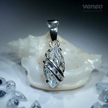 Přívěsek Marabelle – přívěsek s čirým zirkonem a plastikou, Materiál: Bílé zlato, ryzost 585/1000