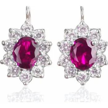 Náušnice Isabela 10 - náušnice s rubíny a čirými zirkony, Materiál: Bílé zlato, ryzost 585/1000