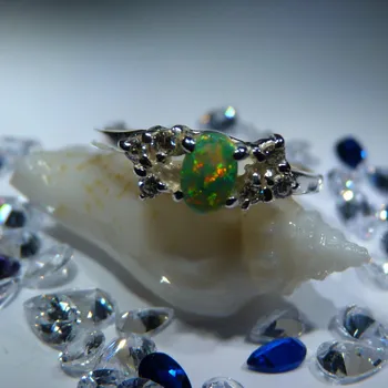 Prsten Dafné - prsten se zeleným opálem a čirými zirkony, Materiál: Růžové zlato, ryzost 585/1000