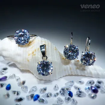 Souprava šperků Diana 9 - sada šperků s čirými zirkony, Materiál: Růžové zlato, ryzost 585/1000