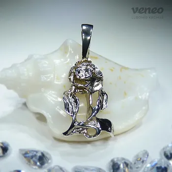 Přívěsek Růže - Přívěsek Z231, Materiál: Bílé zlato, ryzost 585/1000