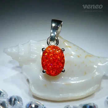 Přívěsek Ariana 8 - přívěsek s ohnivým opálem, Materiál: Bílé zlato, ryzost 585/1000