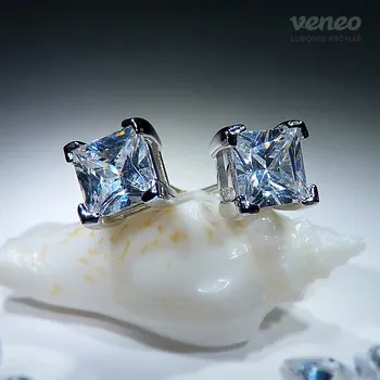 Náušnice Nikol – náušnice s čirými zirkony, Materiál: Bílé zlato, ryzost 585/1000