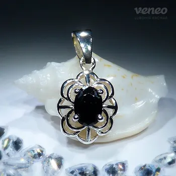 Přívěsek Baroko - přívěsek s černým zirkonem, Materiál: Bílé zlato, ryzost 585/1000