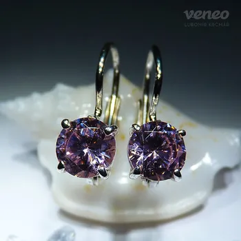 Náušnice Diana 6 – náušnice s růžovými zirkony, Materiál: Bílé zlato, ryzost 585/1000