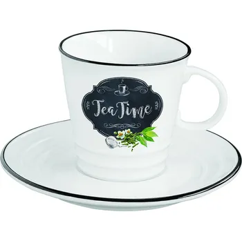Easy Life, Itálie Easy Life - Porcelánový šálek a podšálek na čaj Kitchen Basic - 300 ml Barva: jako na obrázku