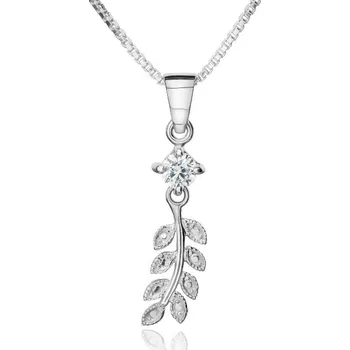 Přívěsek Lauren - přívěsek s přírodním motivem a čirým zirkonem, Materiál: Bílé zlato, ryzost 585/1000