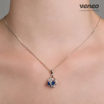 Přívěsek Carmen – přívěsek se safíry a čirými zirkony, Materiál: Bílé zlato, ryzost 585/1000