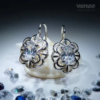 Náušnice Baroko - náušnice s čirými zirkony, Materiál: Bílé zlato, ryzost 585/1000