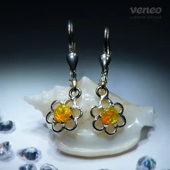 Náušnice Sofie - náušnice se žlutými opály, Materiál: Bílé zlato, ryzost 585/1000