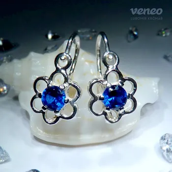 Náušnice Sofie - dětské náušnice se safíry, Materiál: Bílé zlato, ryzost 585/1000