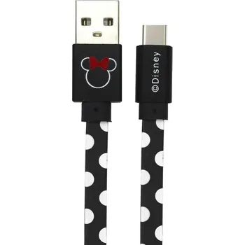 Mobilní telefon Datový Kabel Disney Minnie Type C Dots Black (EU Blister)