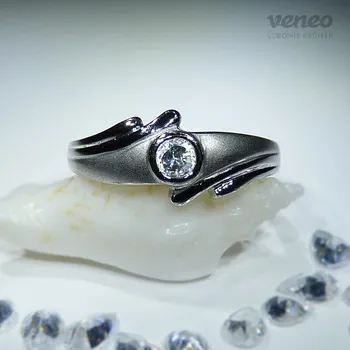 Prsten Prsten s čirým zirkonem a plastikou , Materiál: Růžové zlato, ryzost 585/1000