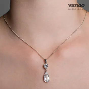 Přívěsek Eveline - přívěsek s čirými zirkony, Materiál: Bílé zlato, ryzost 585/1000