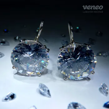 Náušnice Diana 14 – náušnice s čirými zirkony, Materiál: Bílé zlato, ryzost 585/1000