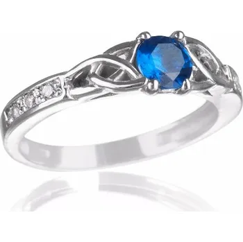 Prsten Lea - prsten se safírem a čirými zirkony, Materiál: Růžové zlato, ryzost 585/1000