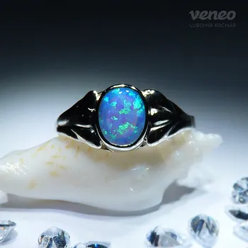 Prsten Atlantida - prsten se světle modrým opálem, Materiál: Růžové zlato, ryzost 585/1000