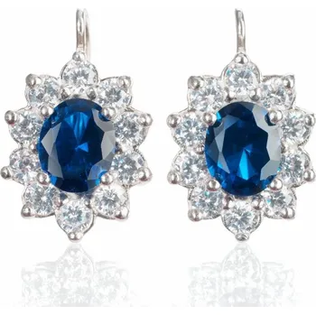 Náušnice Isabela 10 - náušnice se safíry a čirými zirkony, Materiál: Bílé zlato, ryzost 585/1000