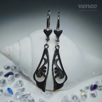 Náušnice Náušnice zdobené N039-pv, Materiál: Bílé zlato, ryzost 585/1000